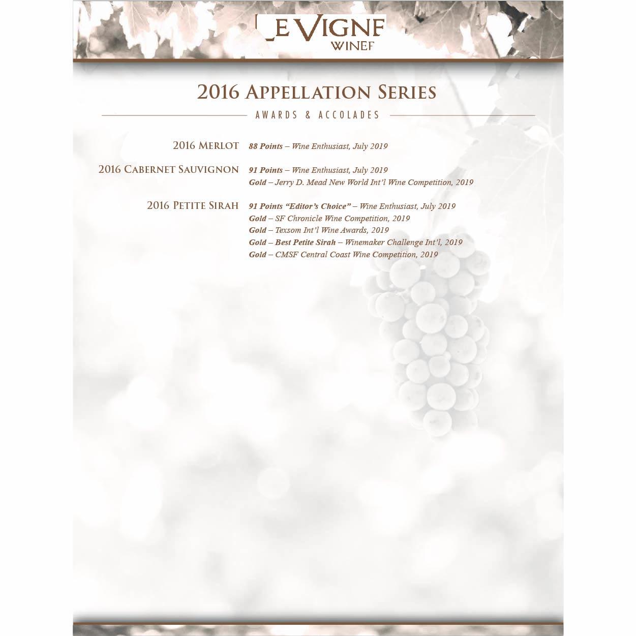 2016 Appellation SeriesAward Sheet Thumbnails 2020